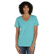 Hanes V-Neck T-Shirt Women's Garment Dyed Short Sleeve Tee Ringspun Cotton