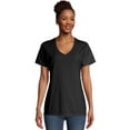 thumbnail image 1 of Hanes V-Neck T-Shirt Women's Garment Dyed Short Sleeve Tee Ringspun Cotton, 1 of 6