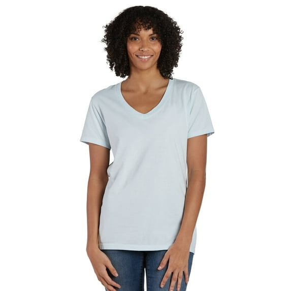 Hanes V-Neck T-Shirt Women's Garment Dyed Short Sleeve Tee Ringspun Cotton