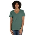 thumbnail image 1 of Hanes Originals Women's Garment Dyed V-Neck T-Shirt, Cotton Cypress Green M, 1 of 7