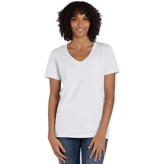 Hanes V-Neck T-Shirt Women's Garment Dyed Short Sleeve Tee Ringspun Cotton