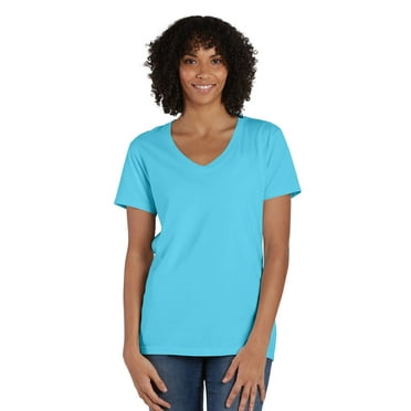 Hanes Women's Short Sleeve Nano-T V-Neck T-Shirt in Lightweight Cotton ...