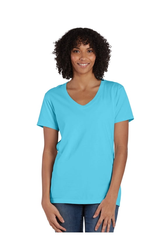 V-Neck T-Shirt Women's Garment Dyed Short Sleeve Tee Ringspun Cotton