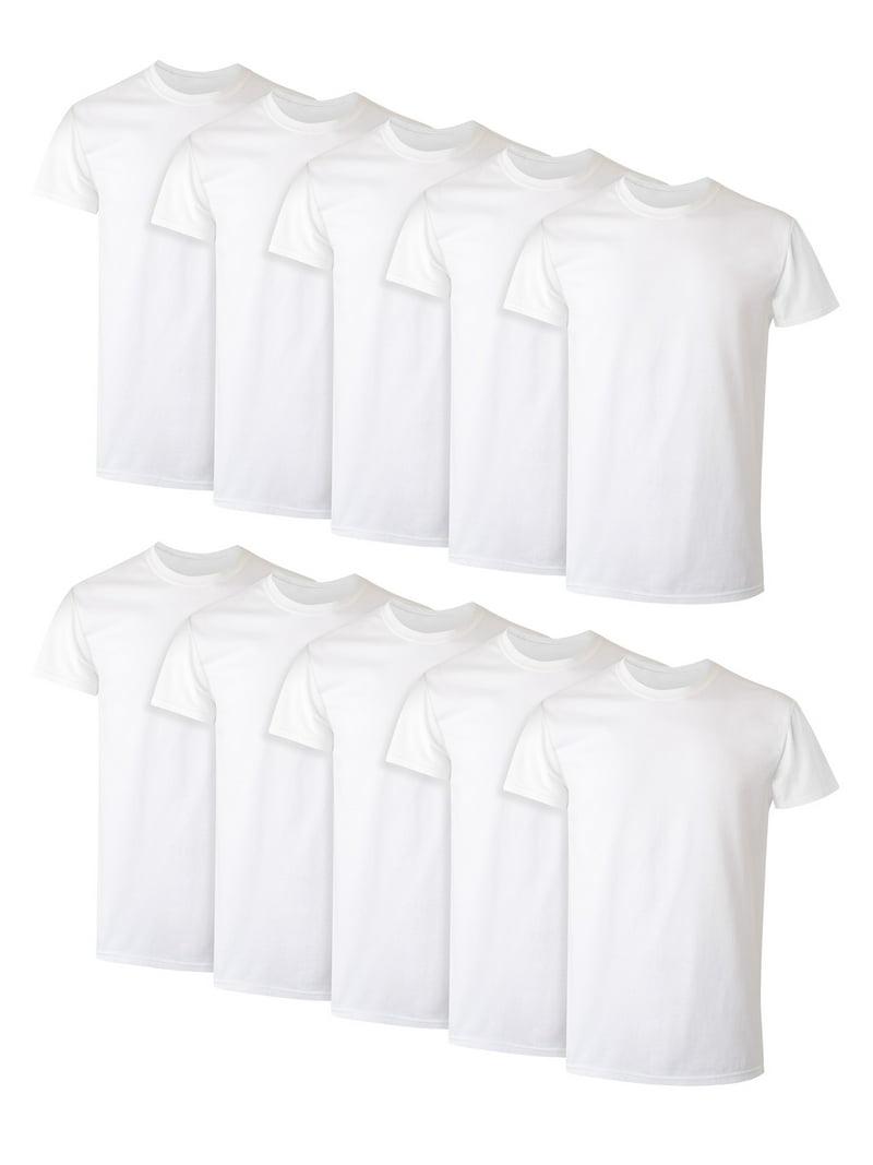 Free Shipping! Hanes Men's White Crew T-Shirt Pack 10 ComfortSoft