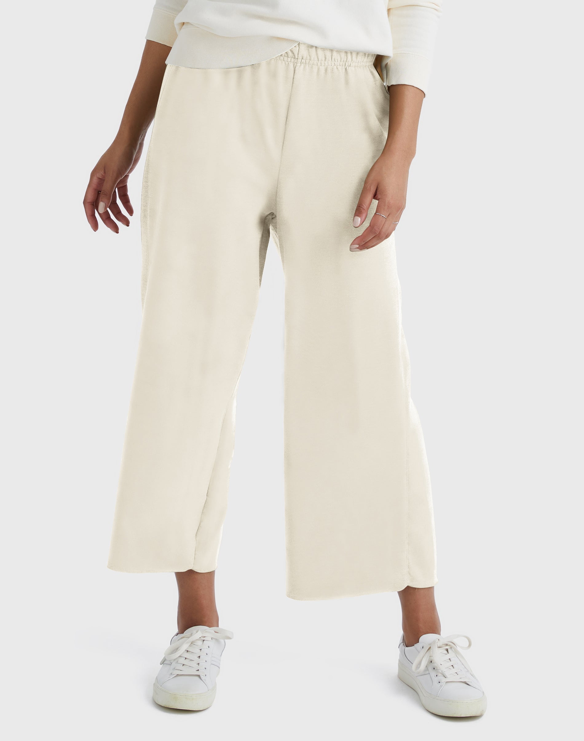 Hanes Originals Women's French Terry Wide Leg Crop Pants - Walmart.com
