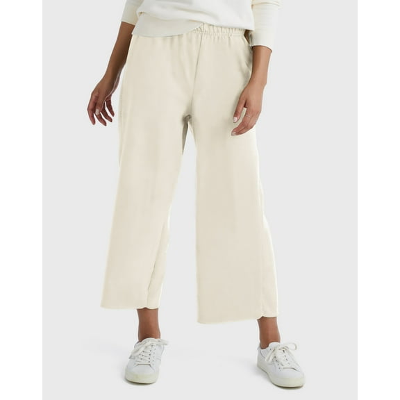 Hanes Wide Leg Crop Pants Originals French Terry Sweatpants Pockets Women XS-2XL