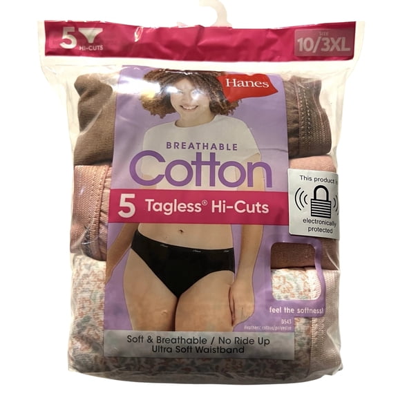 Hanes Womens Breathable Cotton Tagless Hi-Cut Underwear 5 Pack Soft No Ride Up Comfort Size 3XL