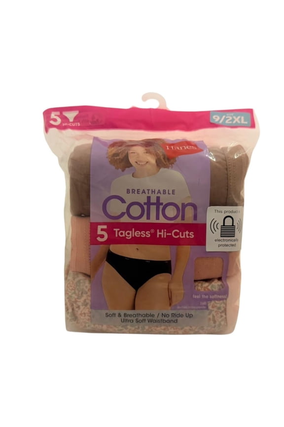 Women’s Breathable Cotton Tagless Hi-Cut Underwear 5 Pack Soft Comfortable Panties Size 9 2XL