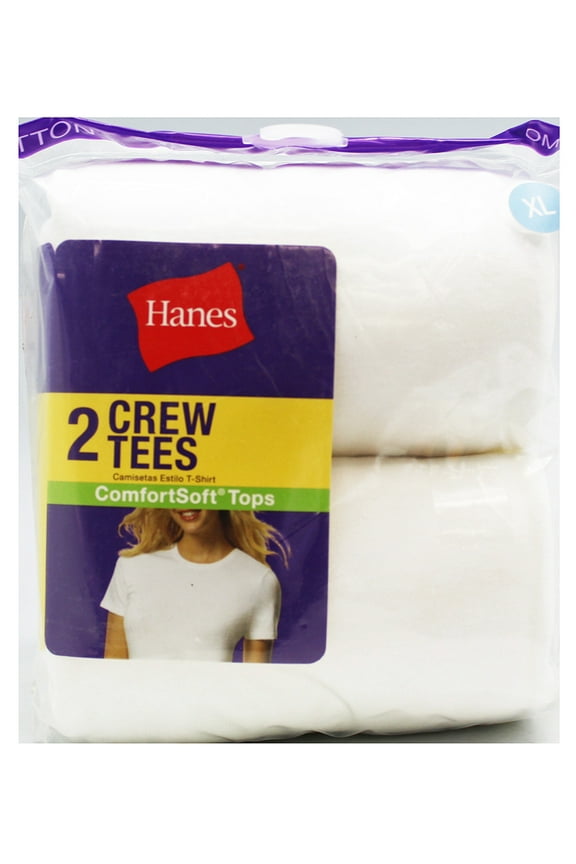 Women's 2XL White Crew Tees (2 Tees)