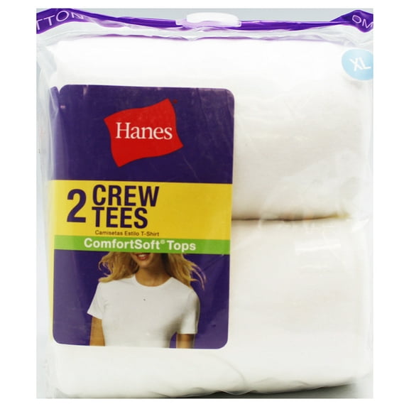 Hanes Women's 2XL White Crew Tees (2 Tees)