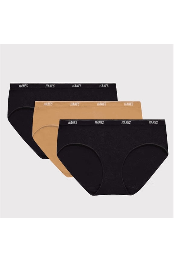 Women's 3pk Moves Hipster Underwear - Black/Almond