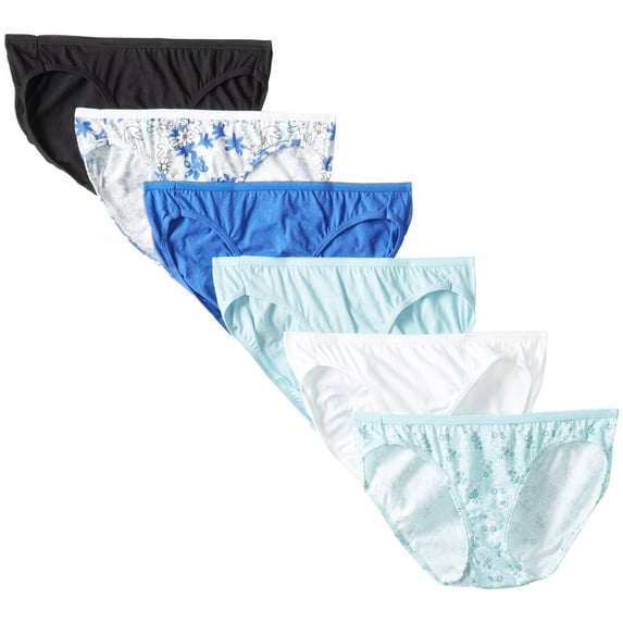 Hanes Women's 6Pack 100% Cotton Bikini Underwear Ladies Panties, Assorted 4