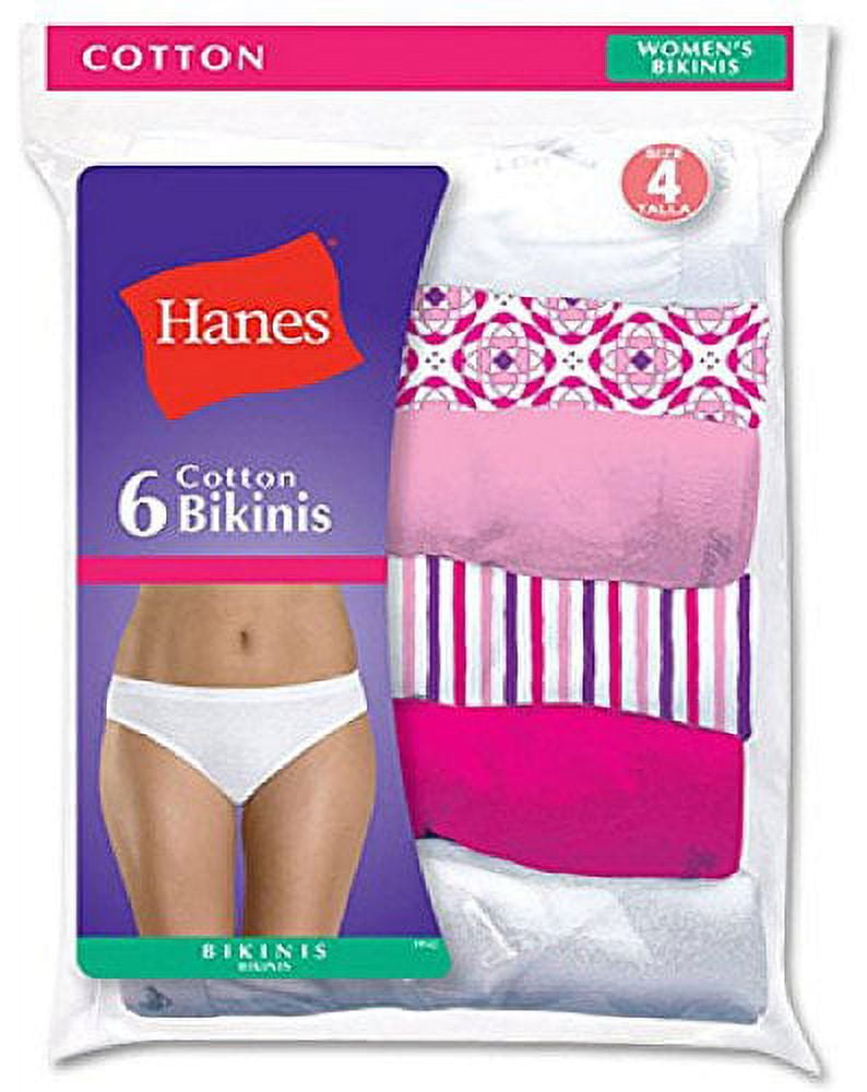Hanes Women's 6Pack 100% Cotton BIKINI Underwear Ladies Panties, Assorted 6  