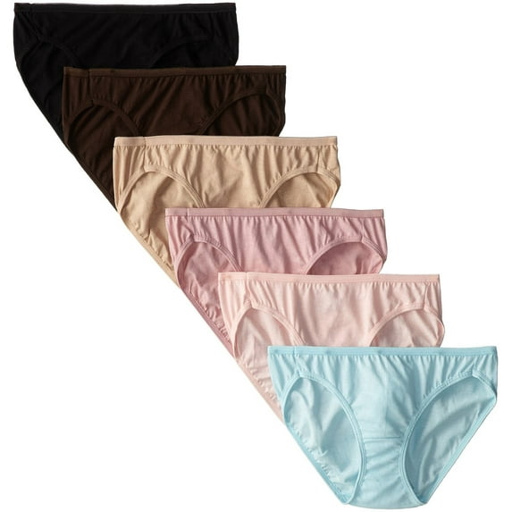 Hanes Women's 6Pack 100% Cotton Bikini Underwear Ladies Panties, Assorted 5
