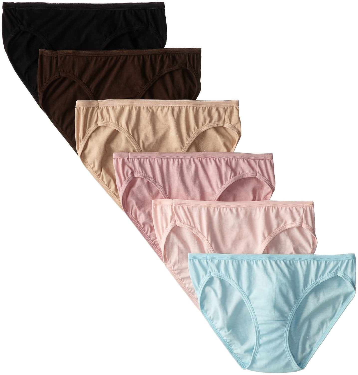 Hanes Women's 6Pack 100% Cotton Bikini Underwear Ladies Panties ...