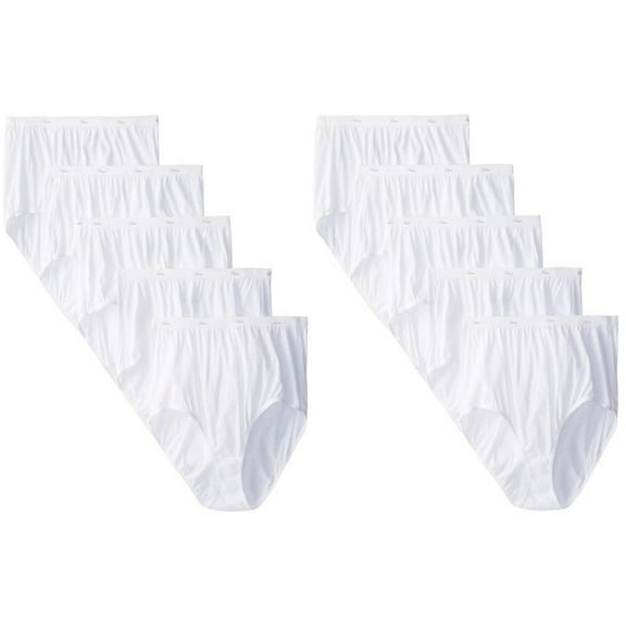 Hanes Women's 8Pack White Cotton Briefs Ladies Panties Underwear 6