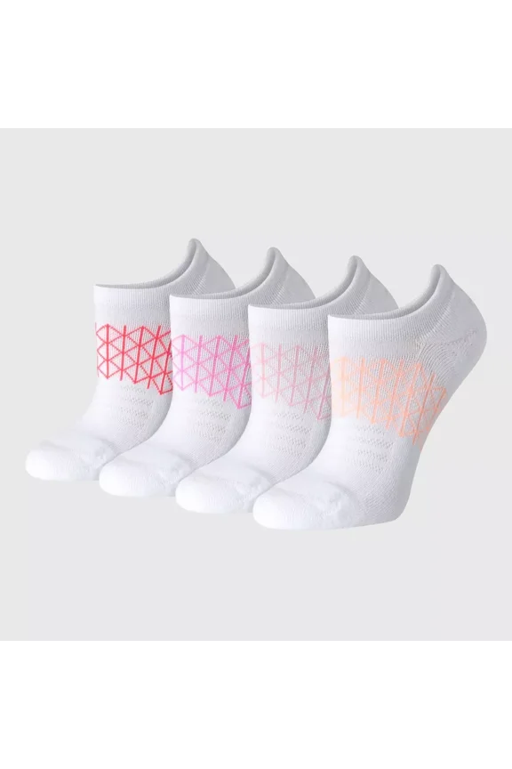 Women's Absolute Active 4pk Super No Show Socks - 5-9, Color: White/Pink/Coral