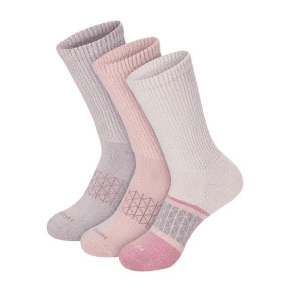 Hanes Absolute Wellness Women's Crew Socks Pack, Non-Binding, Cushioned, 3-Pairs