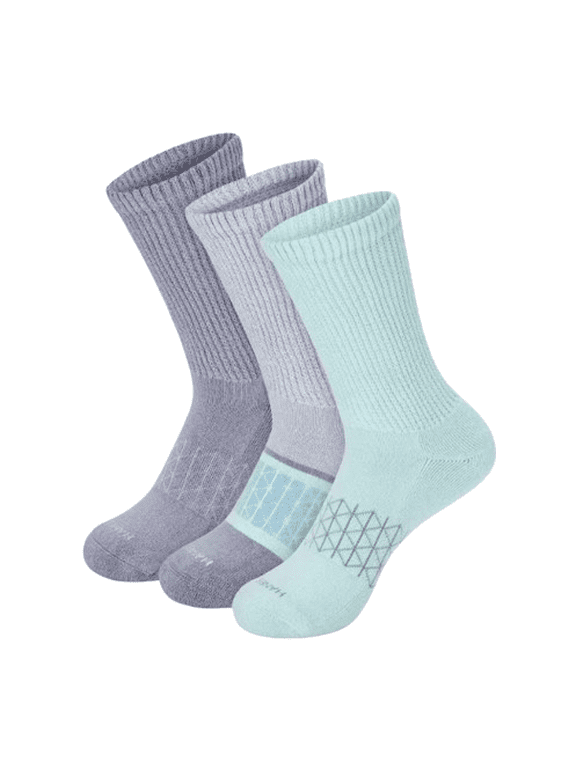 Absolute Wellness Women's Crew Socks Pack, Non-Binding, Cushioned, 3-Pairs