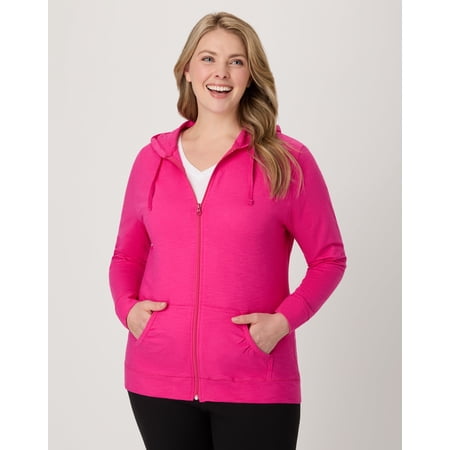 Hanes Women's Slub Jersey Full Zip Hoodie Amaranth M