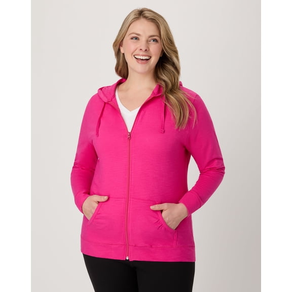 Hanes Women's Slub Jersey Full Zip Hoodie Amaranth M