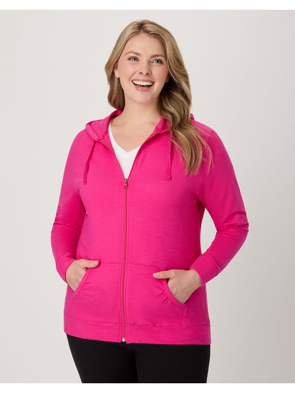 Women's Slub Jersey Full Zip Hoodie Amaranth M