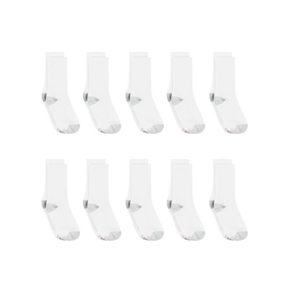 Hanes Women's Athletic Crew Socks, Full Sole Cushion, 10-Pairs White 10-12