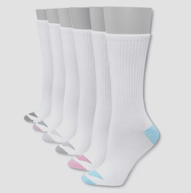 Calze Donna Hanes Crew Cuscino – 6 Paia Bianche, Taglia 5-9 – Morbide E Traspiranti - Foto 5