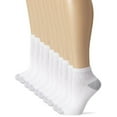 thumbnail image 1 of Hanes Women's Big and Tall Cushioned Athletic Ankle, White/Pink 10 Pack, Sock Size: 10-12, Shoe Size: 8-12, 1 of 4