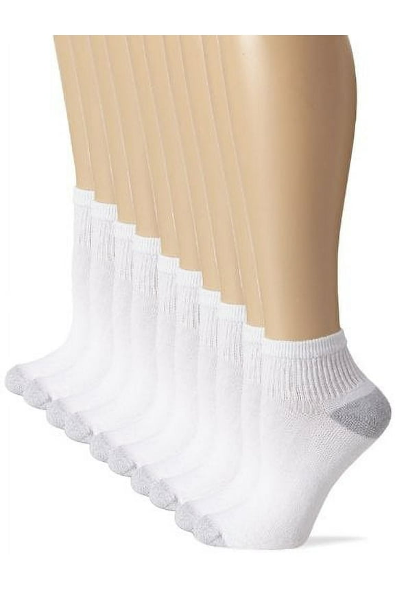 Women's Big and Tall Cushioned Athletic Ankle, White/Pink 10 Pack, Sock Size: 10-12, Shoe Size: 8-12