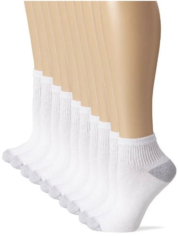 Women's Big and Tall Cushioned Athletic Ankle, White/Pink 10 Pack, Sock Size: 10-12, Shoe Size: 8-12