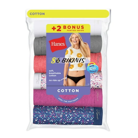 Hanes Women's Bikini 8-Pack (6+2 Free Bonus Pack) Assorted 9