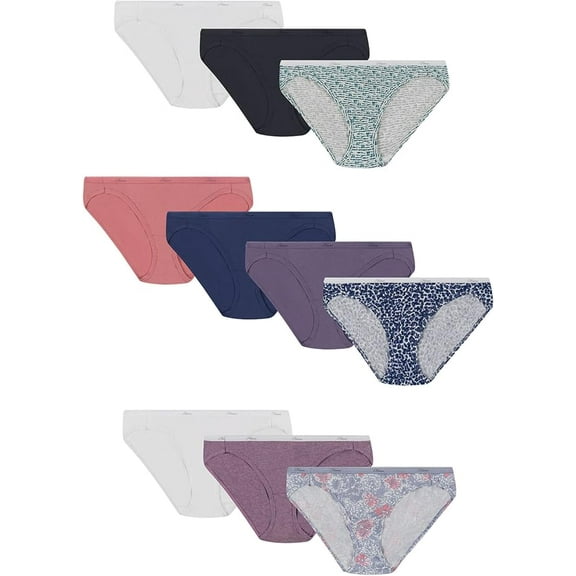 Hanes Women's Bikini Underwear Pack, Classic Cotton Bikini Panties, 10-Pack, Size: 5-9