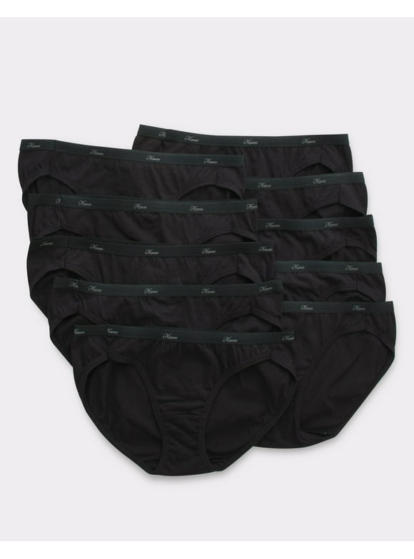 Hanes Women's Breathable Cotton Bikini Underwear, Black, 10-Pack 7