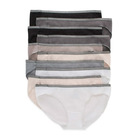 Hanes Women's Underwear Bikini 10-Pack, Stretch Cotton Bikini Panties