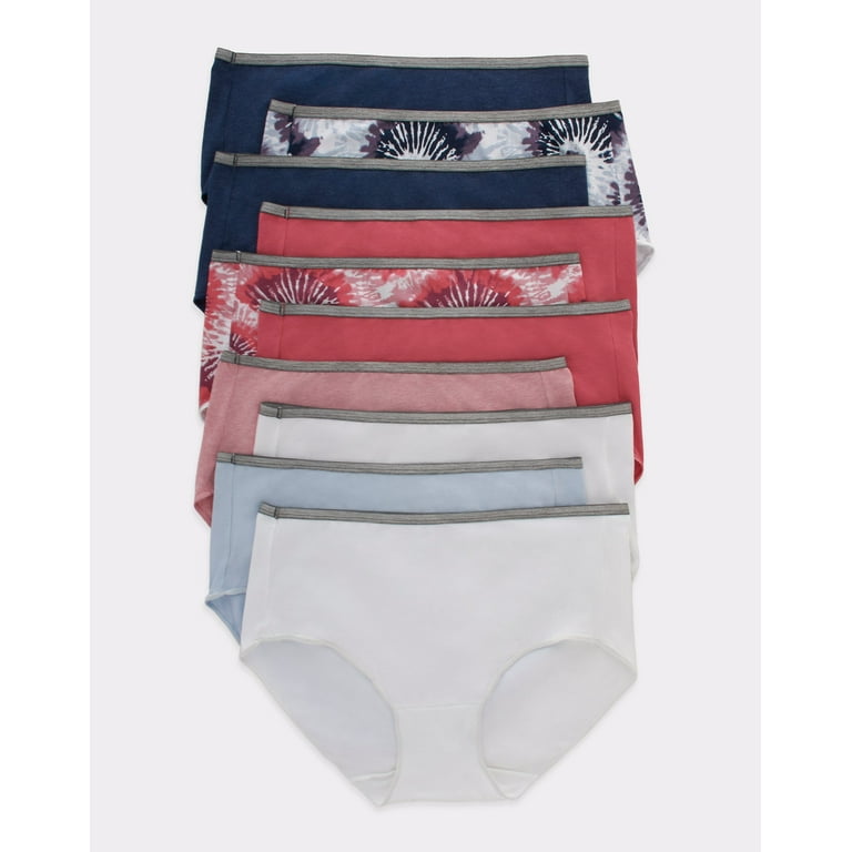 Hanes Women's Brief Panties, Assorted Color, 10 Pack, Size 9
