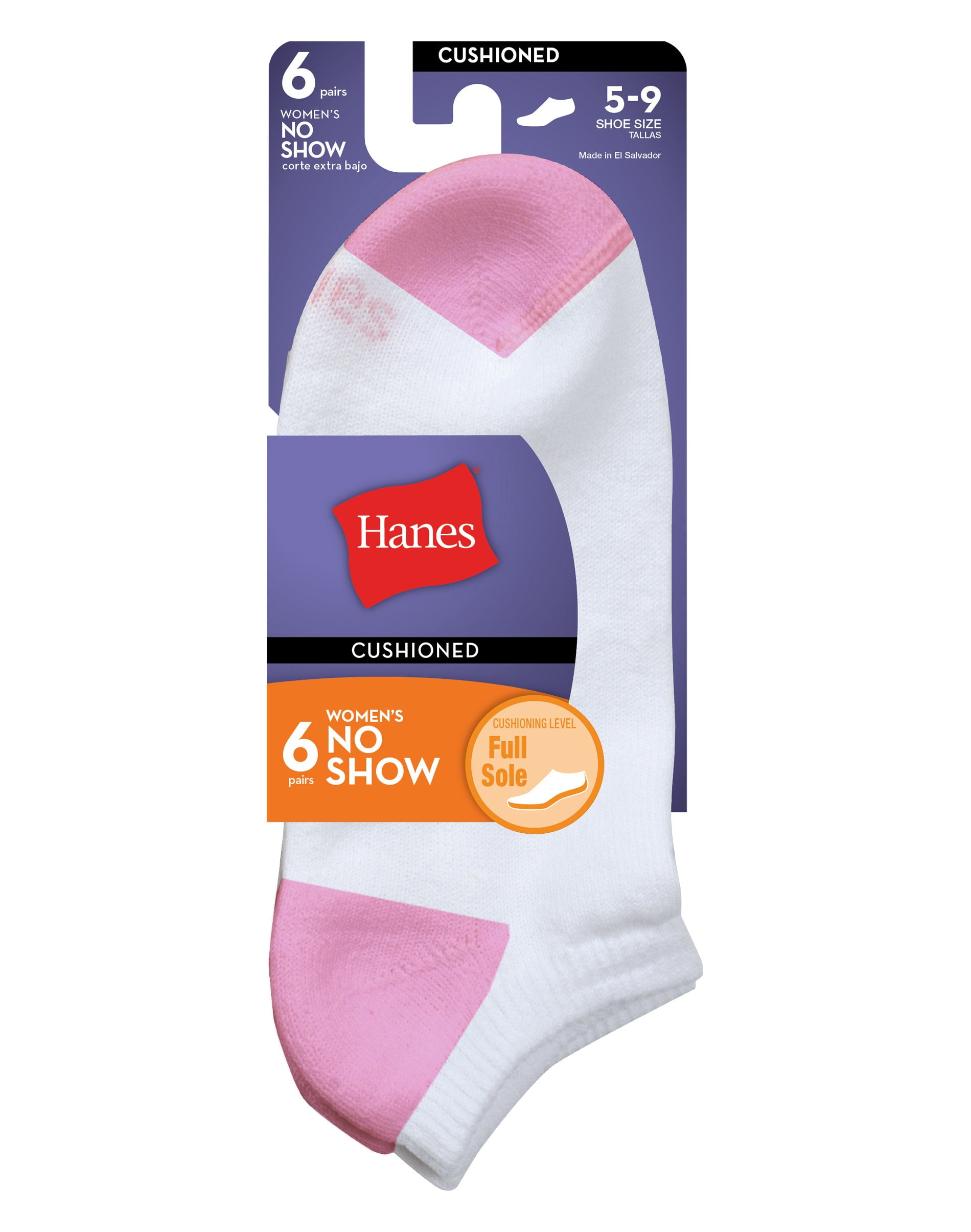 Hanes Ultimate Women's Ankle Socks, Cushioned, 6-Pairs White 9-11