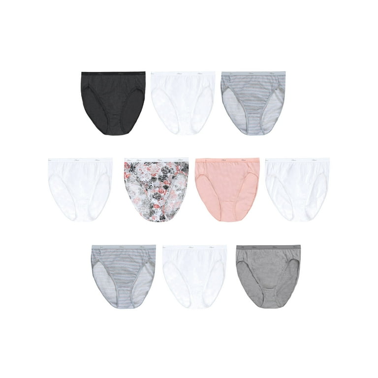 Hanes Women's Breathable Hi-Cut Cotton Underwear, 10-Pack, Sizes 6