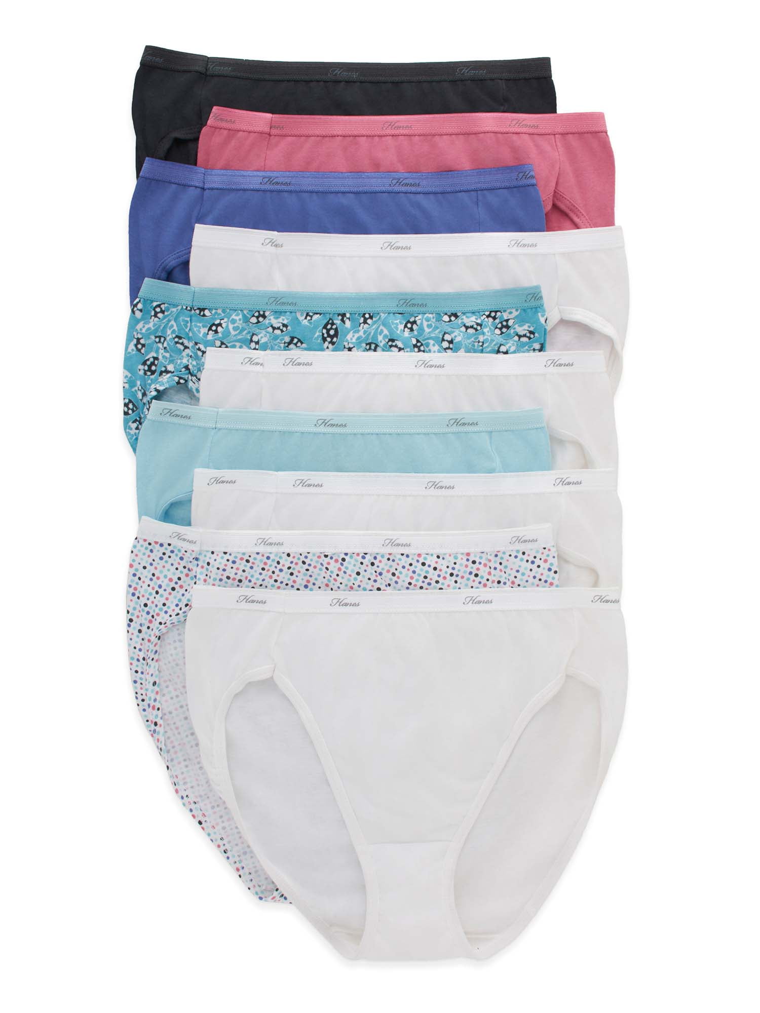 Hanes Women's Breathable Hi-Cut Cotton Underwear, 10-Pack, Sizes 6