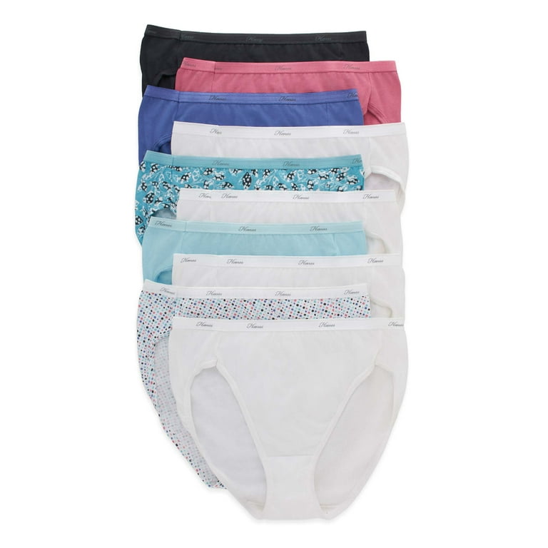 Hanes Women's Breathable Hi-Cut Cotton Underwear, 10-Pack, Sizes 6 (M) - 10  (3XL)
