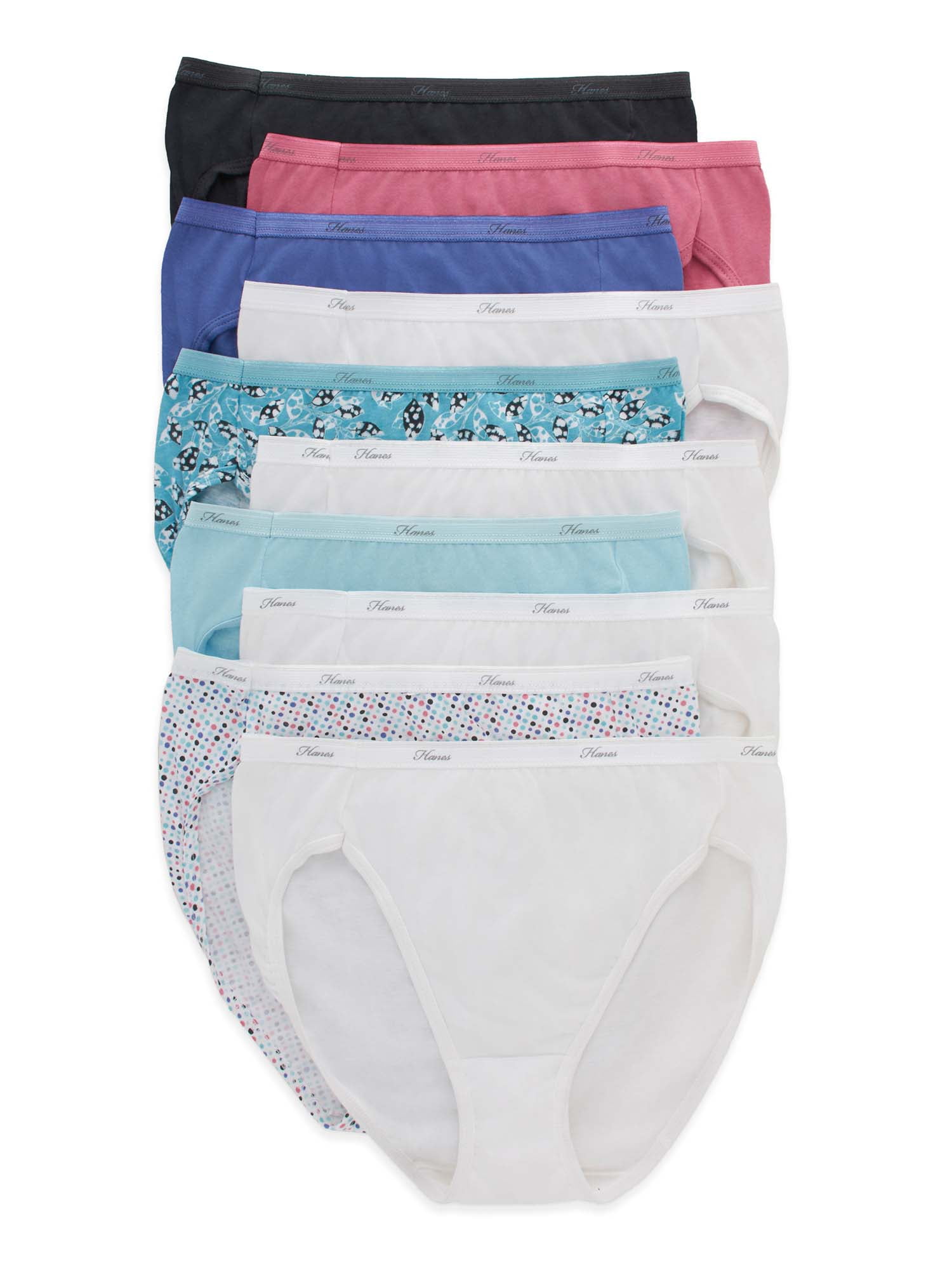 Hi-Cut Panties Panty 10 Pack Womens Underwear Assorted Colors Value Cotton