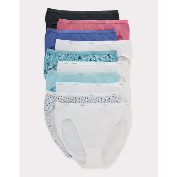 Hanes Hi-Cut Panties Panty 10 Pack Womens Underwear Assorted Colors Value Cotton