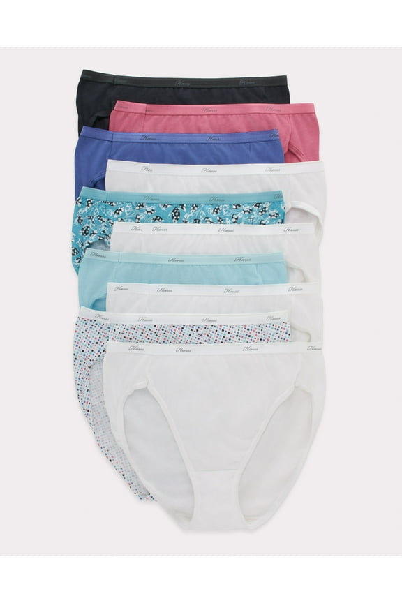 Hi-Cut Panties Panty 10 Pack Womens Underwear Assorted Colors Value Cotton