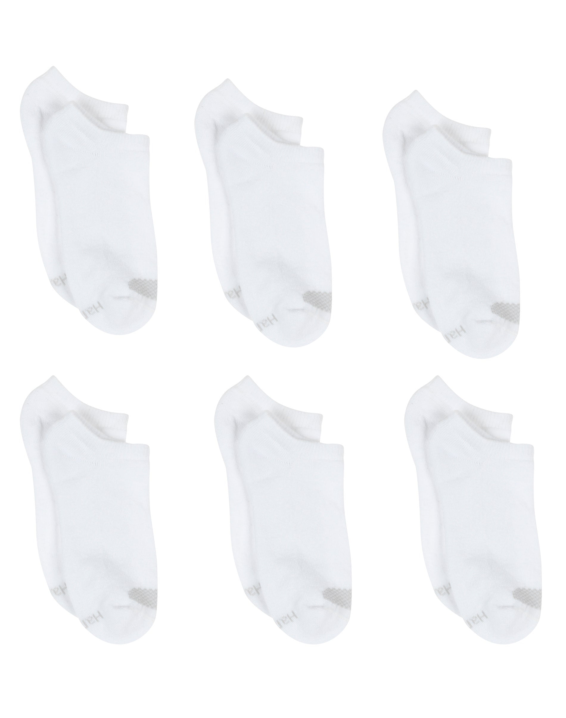 Hanes Women's Breathable No Show Socks, Extended Sizes, 6Pairs White w/Grey Vent 812