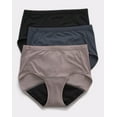 thumbnail image 1 of Hanes Women's Brief 3-Pack Fresh & Dry Leak Protection Liner Underwear Assorted, 1 of 8