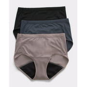Hanes Women's Brief 3-Pack Fresh & Dry Leak Protection Liner Underwear Assorted