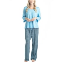 Hanes Women's Butter Knit 3/4 V-Neck Sleep Top and Pajama Pant Lounge & Sleep Set