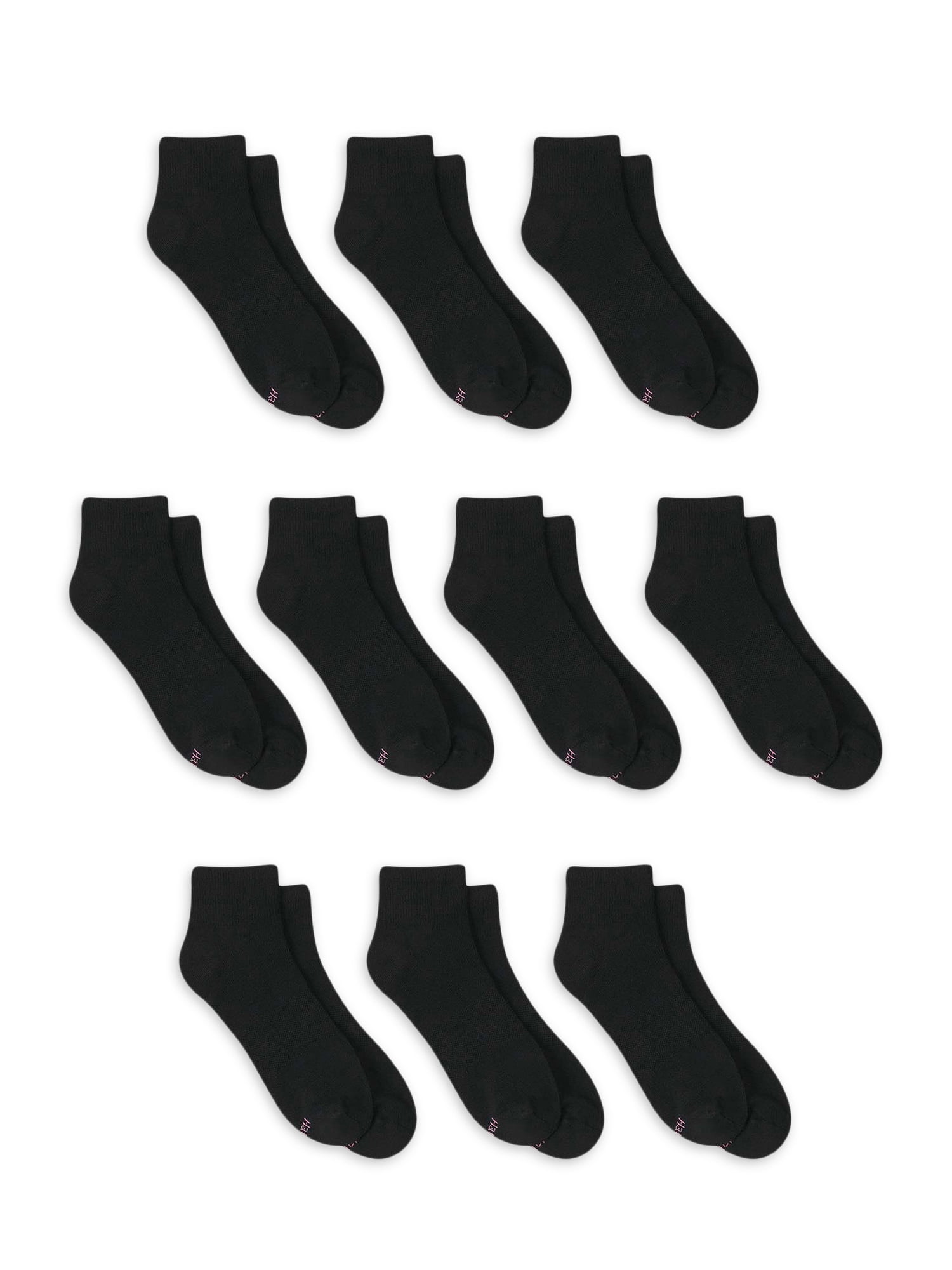 Hanes Women's Comfort Fit Ankle Socks, Extended Size 10-Pack