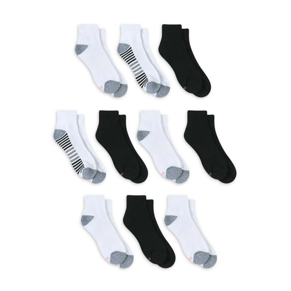 Hanes Women's Ankle Socks, Comfort Fit, 10-Pack, Size 8-12