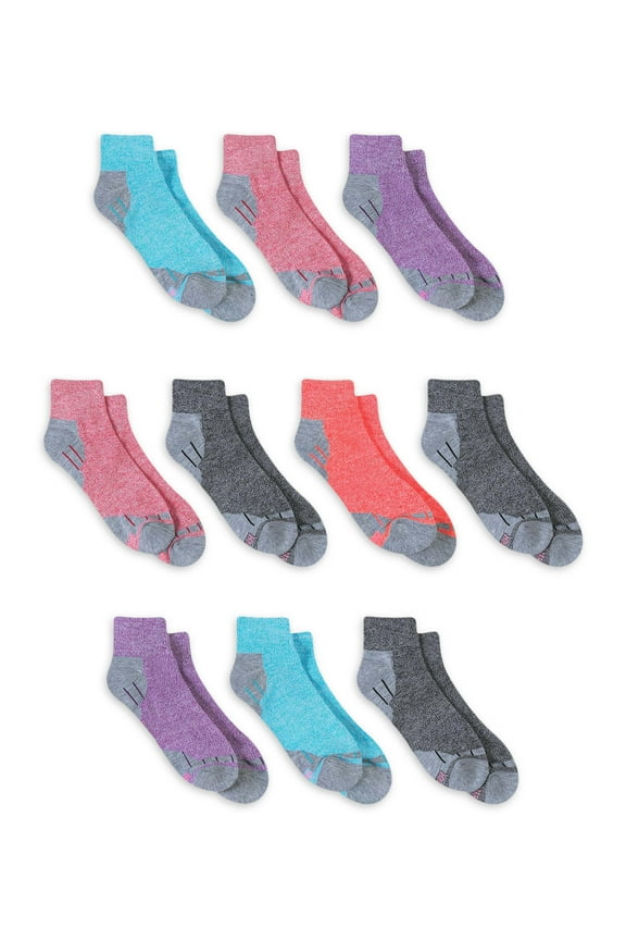 Women's Comfort Fit Ankle Socks, Extended Size 10-pack